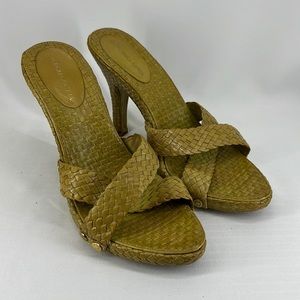 BCBGMAXAZRIA Woven Cross Strap Heeled Sandal